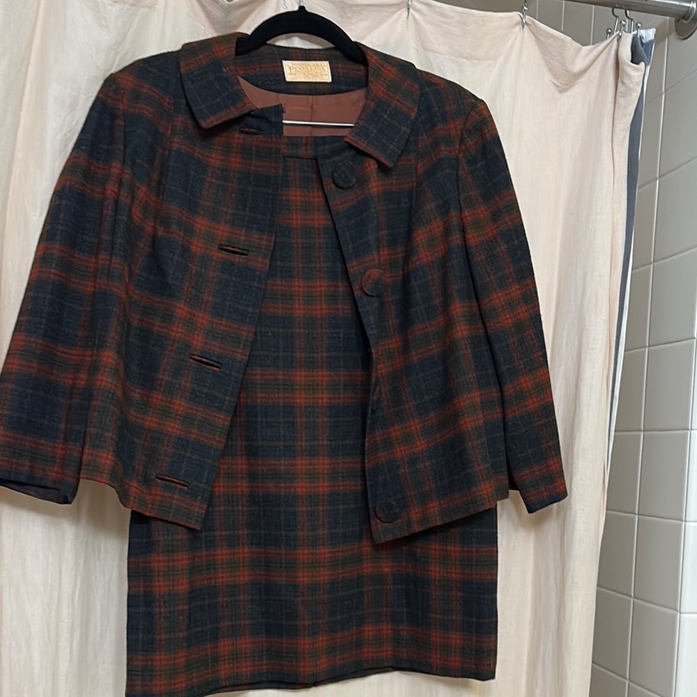 Vintage Pendleton Wool Suit Women's Size XS/S - Red and Charcoal Plaid